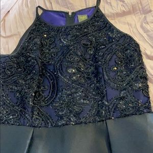 Purple and black homecoming dress